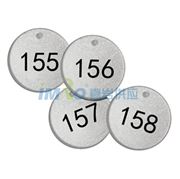 图片 安赛瑞 反光塑料号码吊牌-圆形，Ф38.1mm，银底黑字，号码151-175，14781，25个/包